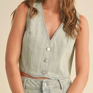 NWT Striped Denim Vest